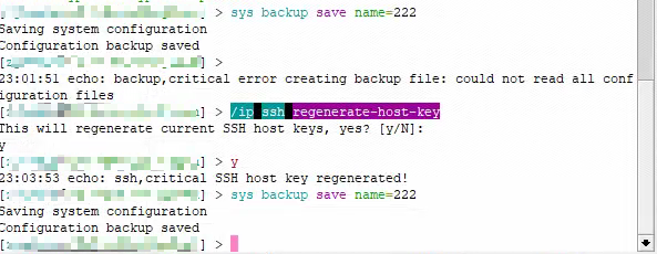 解决RouterOS备份错误“error creating backup file: could not read all configuration files”